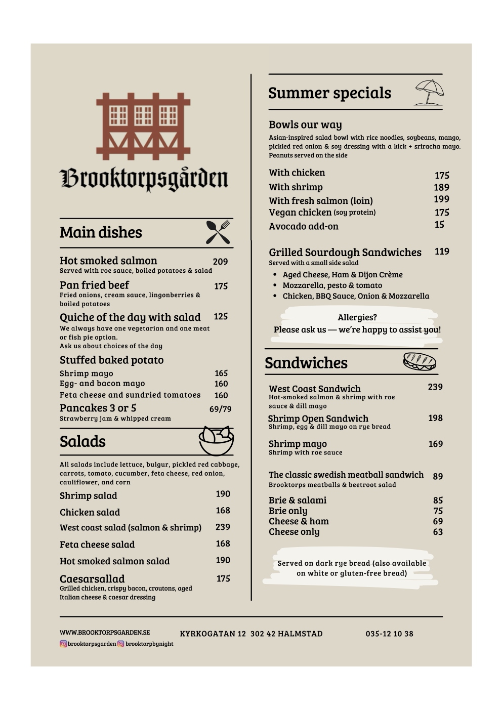 Menu summer 2025